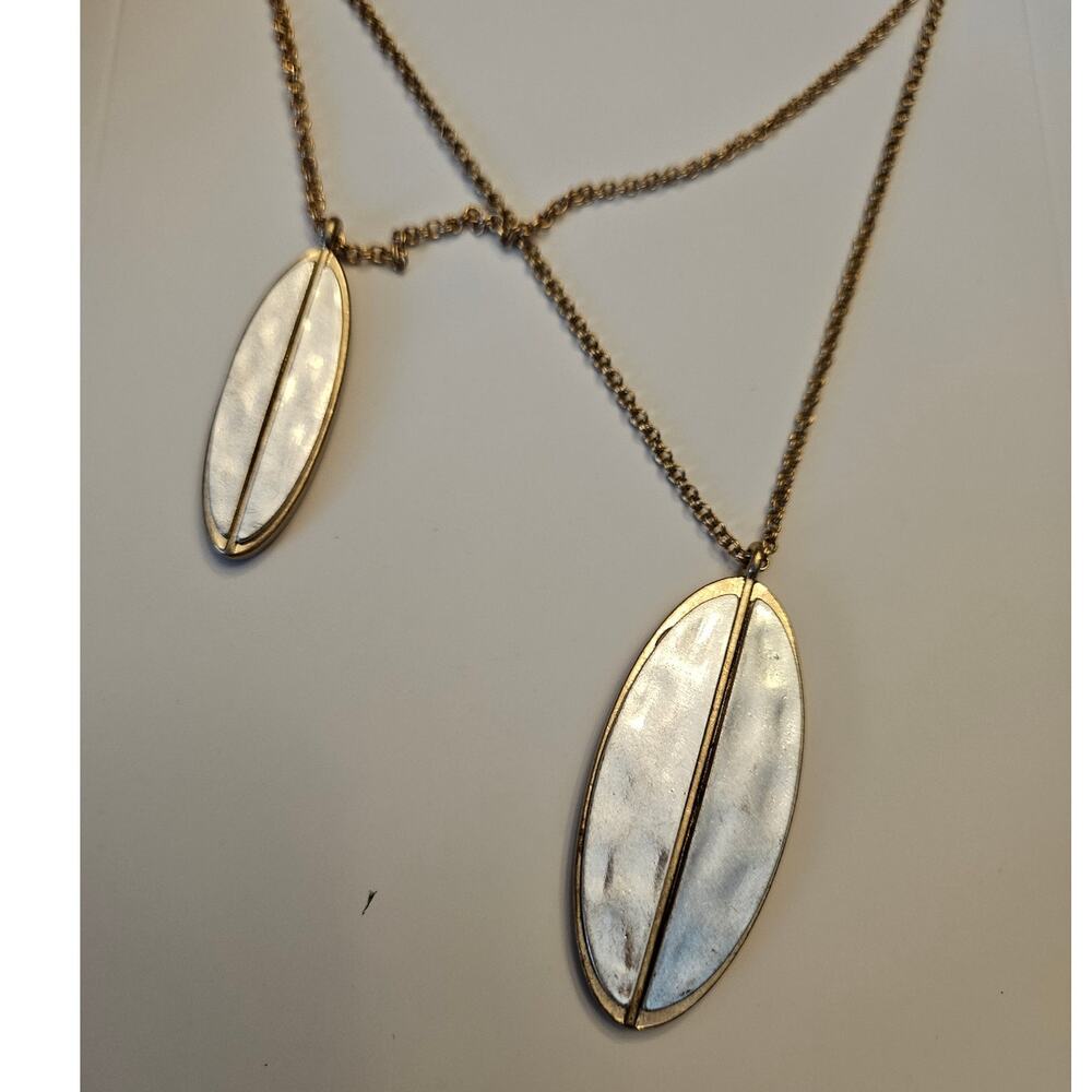 Romolo Mixed Metal Layered Oval Pendant Necklace NWT Deadstock